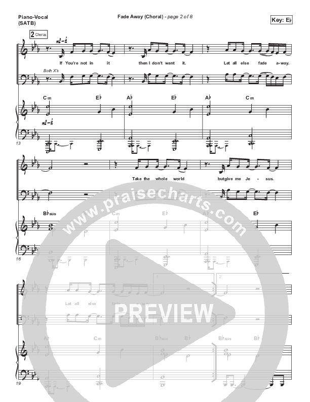 Fade Away (Choral Anthem SATB) Piano/Vocal Pack (Passion / Melodie Malone / Arr. Luke Gambill)