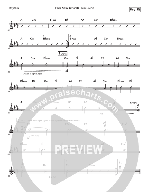 Fade Away (Choral Anthem SATB) Rhythm Chart (Passion / Melodie Malone / Arr. Luke Gambill)