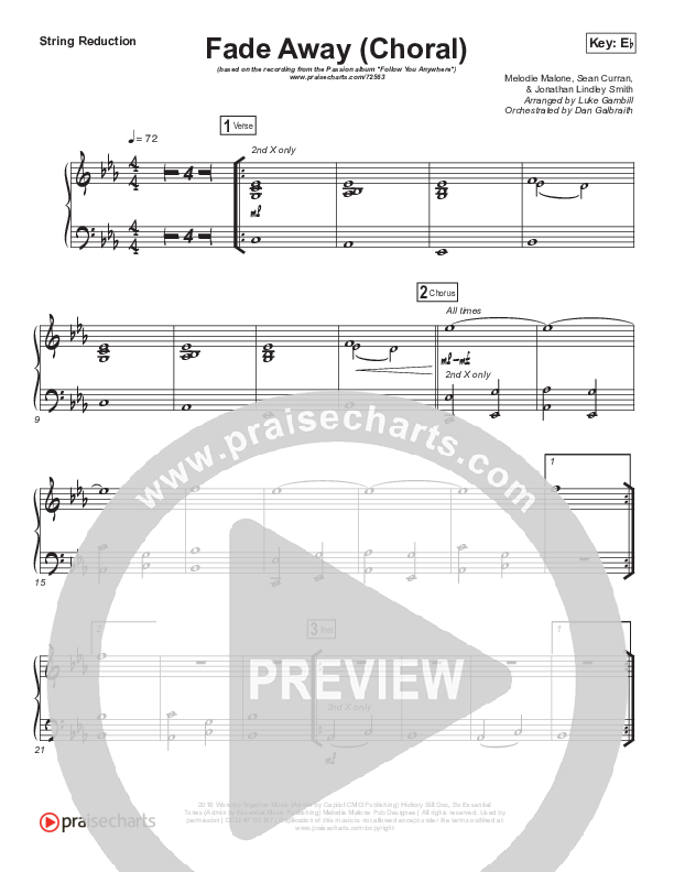 Fade Away (Choral Anthem SATB) String Pack (Passion / Melodie Malone / Arr. Luke Gambill)