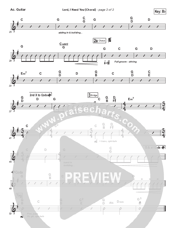 Lord I Need You (Choral Anthem SATB) Acoustic Guitar (Matt Maher / Arr. Luke Gambill)