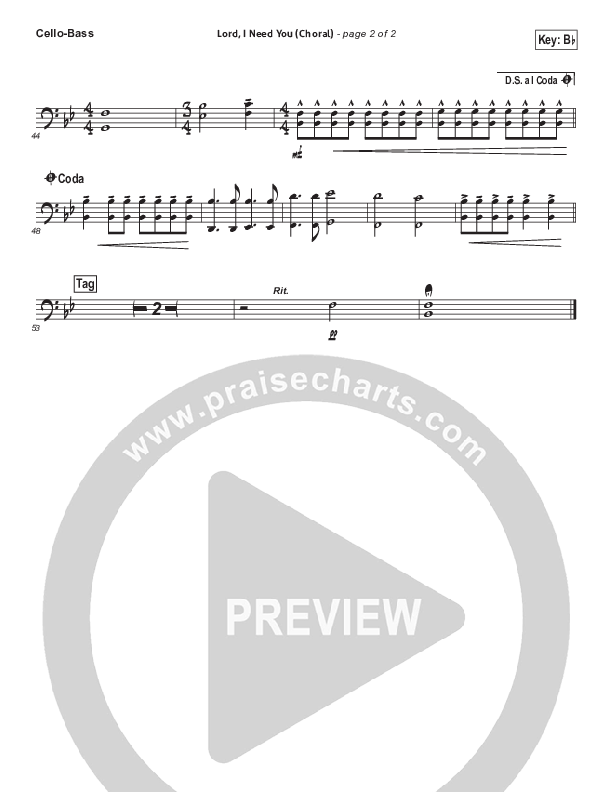 Lord I Need You (Choral Anthem SATB) Cello/Bass (Matt Maher / Arr. Luke Gambill)