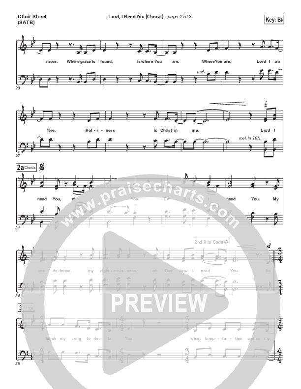 Lord I Need You (Choral Anthem SATB) Choir Sheet (SATB) (Matt Maher / Arr. Luke Gambill)