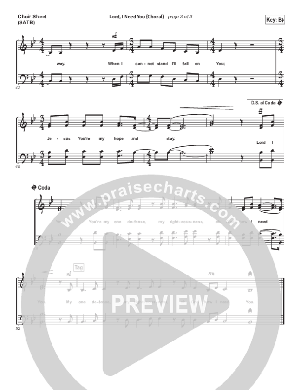 Lord I Need You (Choral Anthem SATB) Choir Sheet (SATB) (Matt Maher / Arr. Luke Gambill)