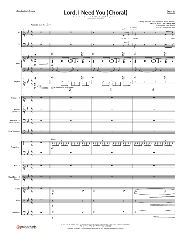 Lord I Need You (Choral Anthem SATB) Conductor's Score (Matt Maher / Arr. Luke Gambill)