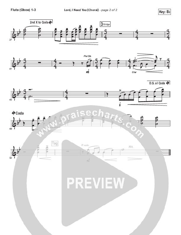 Lord I Need You (Choral Anthem SATB) Flute/Oboe 1/2/3 (Matt Maher / Arr. Luke Gambill)