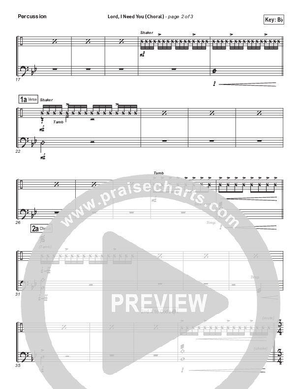 Lord I Need You (Choral Anthem SATB) Percussion (Matt Maher / Arr. Luke Gambill)