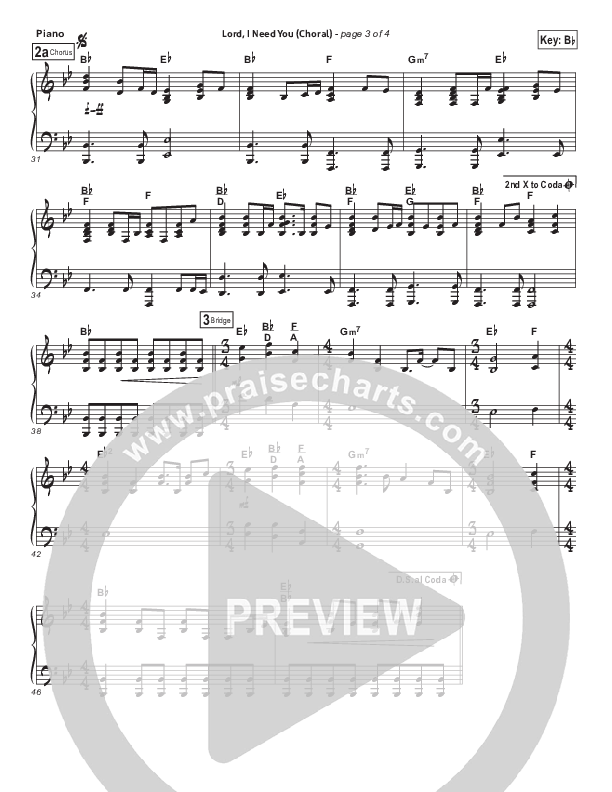 Lord I Need You (Choral Anthem SATB) Piano Sheet (Matt Maher / Arr. Luke Gambill)
