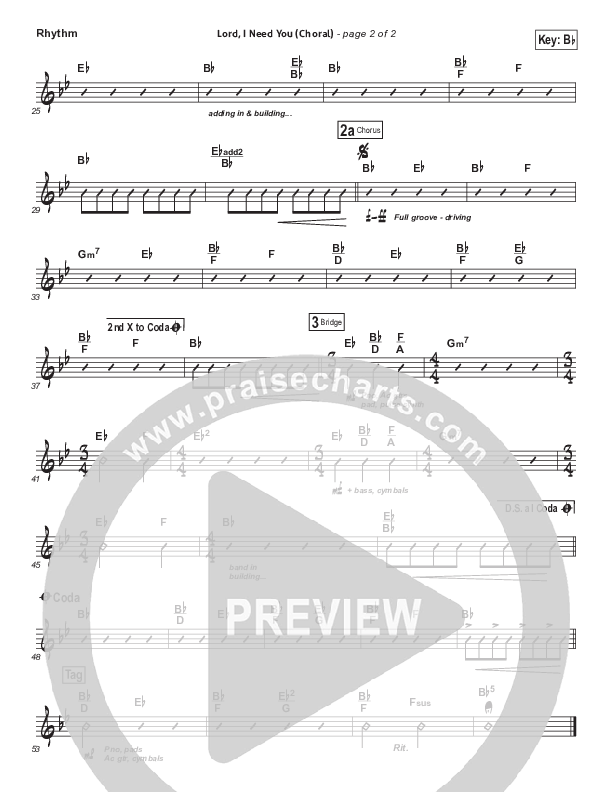 Lord I Need You (Choral Anthem SATB) Rhythm Chart (Matt Maher / Arr. Luke Gambill)
