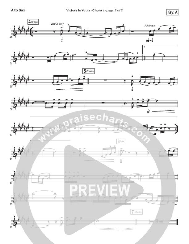 Victory Is Yours (Choral Anthem SATB) Alto Sax (Bethel Music / Bethany Wohrle / Arr. Luke Gambill)