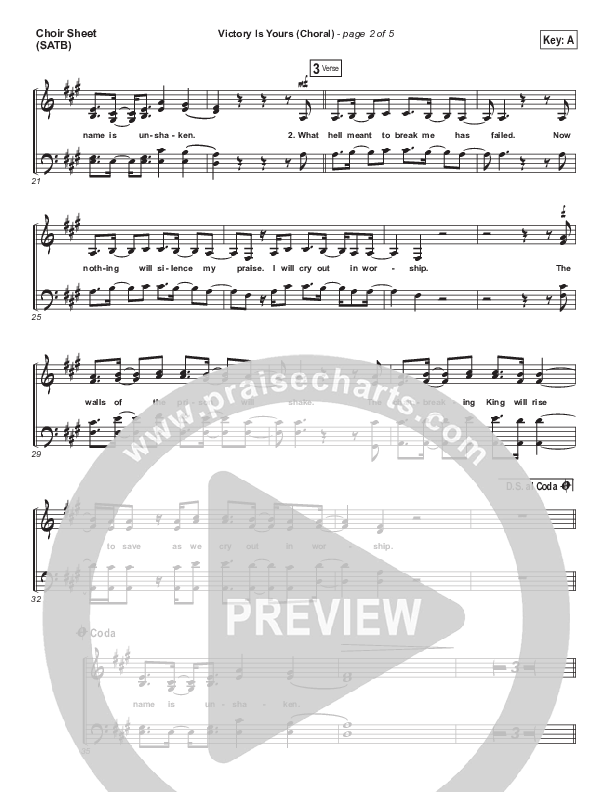 Victory Is Yours (Choral Anthem SATB) Choir Sheet (SATB) (Bethel Music / Bethany Wohrle / Arr. Luke Gambill)