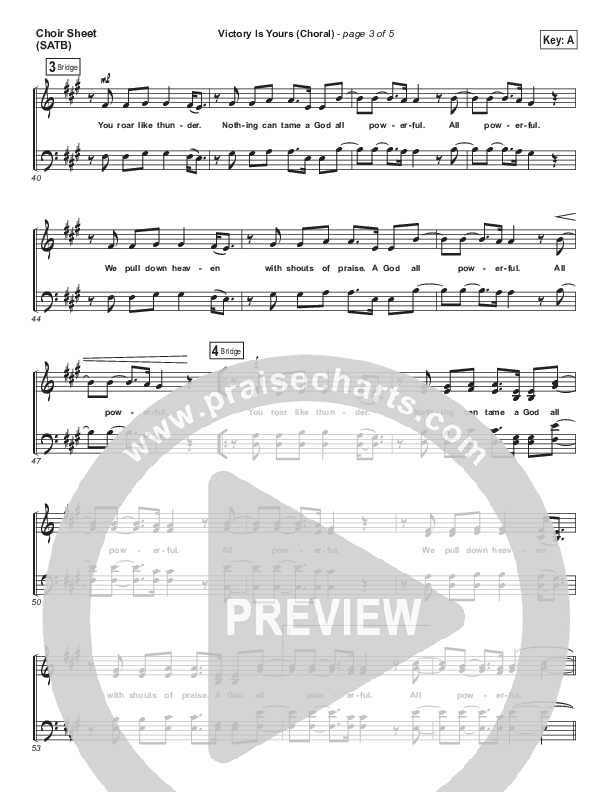 Victory Is Yours (Choral Anthem SATB) Choir Sheet (SATB) (Bethel Music / Bethany Wohrle / Arr. Luke Gambill)