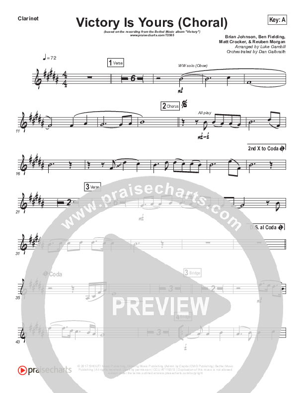 Victory Is Yours (Choral Anthem SATB) Wind Pack (Bethel Music / Bethany Wohrle / Arr. Luke Gambill)