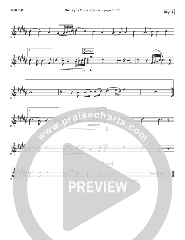 Victory Is Yours (Choral Anthem SATB) Clarinet (Bethel Music / Bethany Wohrle / Arr. Luke Gambill)