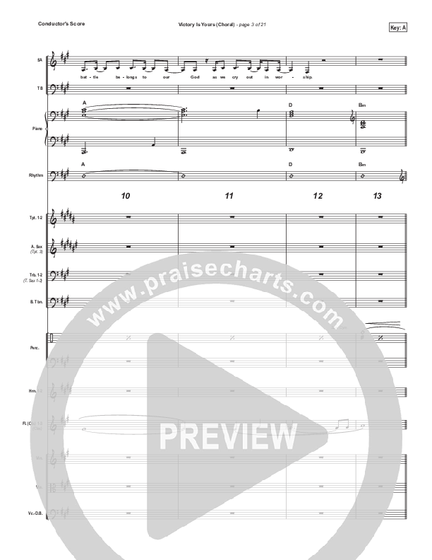 Victory Is Yours (Choral Anthem SATB) Conductor's Score (Bethel Music / Bethany Wohrle / Arr. Luke Gambill)