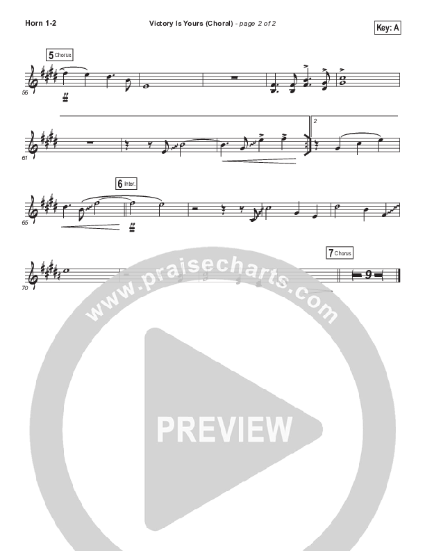 Victory Is Yours (Choral Anthem SATB) French Horn 1/2 (Bethel Music / Bethany Wohrle / Arr. Luke Gambill)