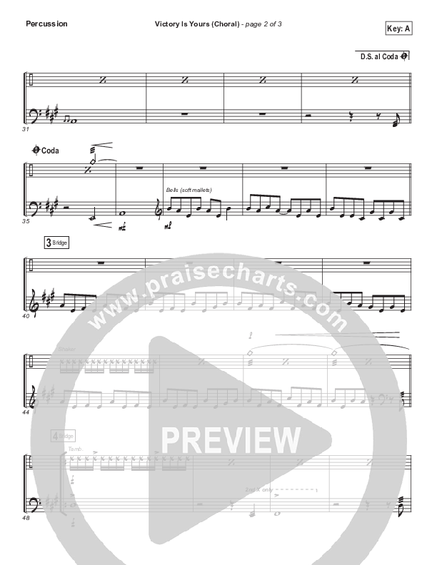 Victory Is Yours (Choral Anthem SATB) Percussion (Bethel Music / Bethany Wohrle / Arr. Luke Gambill)