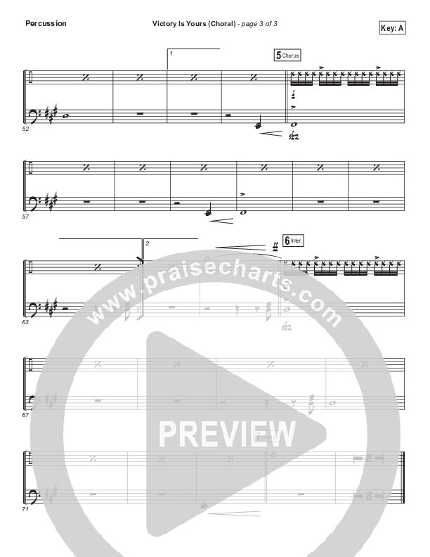 Victory Is Yours (Choral Anthem SATB) Percussion (Bethel Music / Bethany Wohrle / Arr. Luke Gambill)