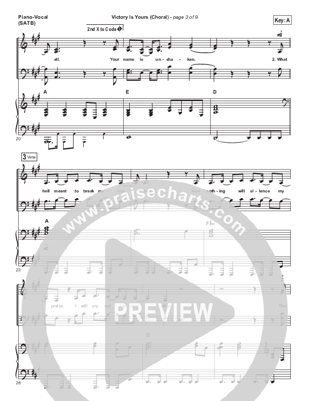 Victory Is Yours (Choral Anthem SATB) Piano/Vocal Pack (Bethel Music / Bethany Wohrle / Arr. Luke Gambill)