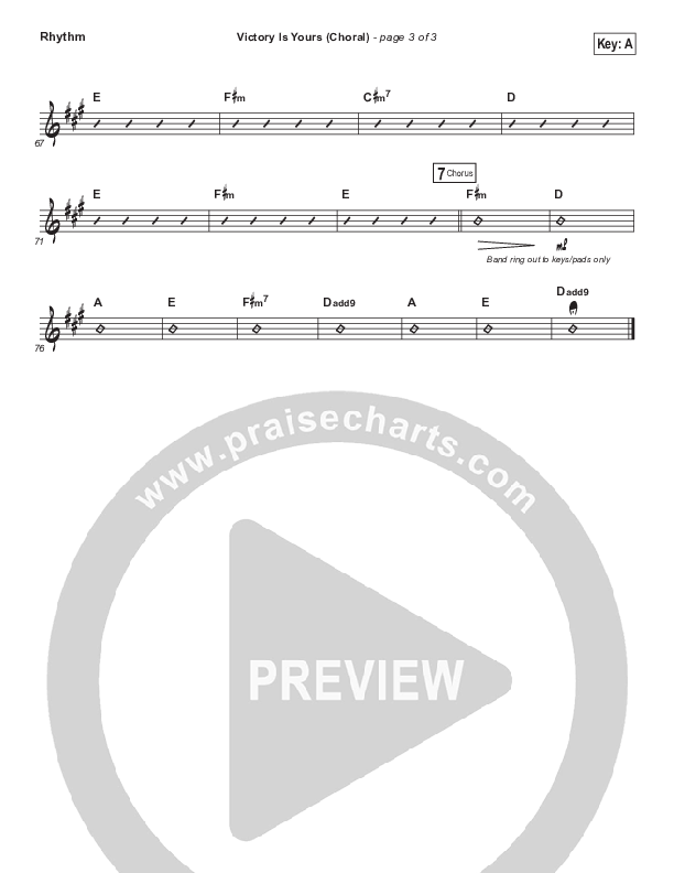 Victory Is Yours (Choral Anthem SATB) Rhythm Chart (Bethel Music / Bethany Wohrle / Arr. Luke Gambill)