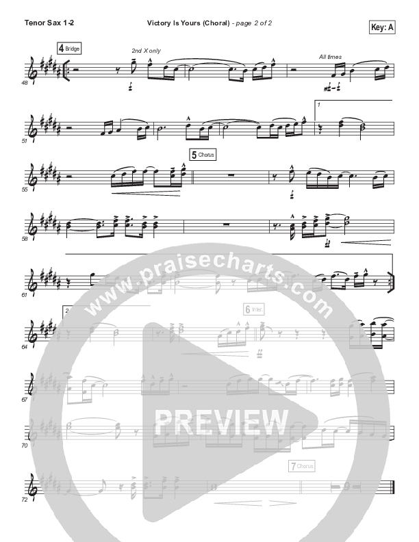 Victory Is Yours (Choral Anthem SATB) Tenor Sax 1/2 (Bethel Music / Bethany Wohrle / Arr. Luke Gambill)