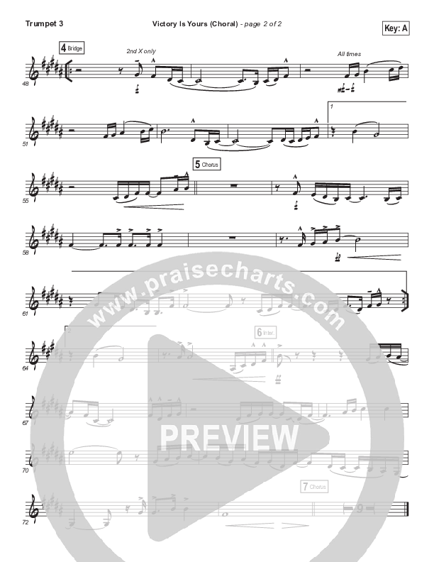 Victory Is Yours (Choral Anthem SATB) Trumpet 3 (Bethel Music / Bethany Wohrle / Arr. Luke Gambill)