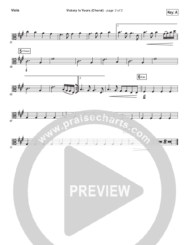 Victory Is Yours (Choral Anthem SATB) Viola (Bethel Music / Bethany Wohrle / Arr. Luke Gambill)