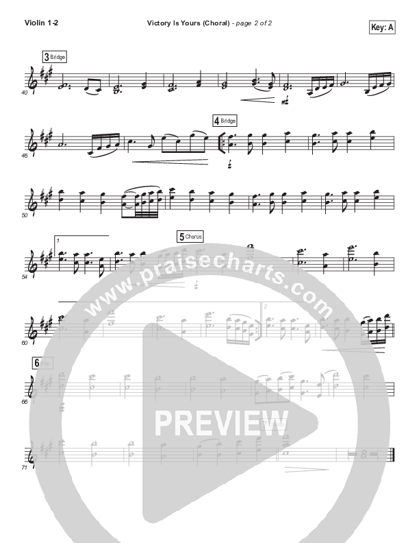 Victory Is Yours (Choral Anthem SATB) Violin 1/2 (Bethel Music / Bethany Wohrle / Arr. Luke Gambill)