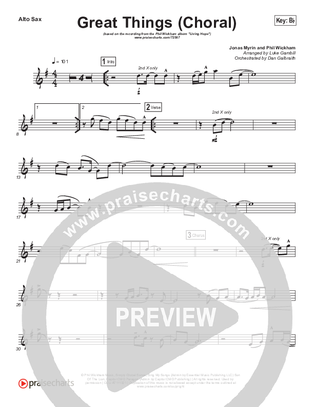Great Things (Choral Anthem SATB) Alto Sax (Phil Wickham / Arr. Luke Gambill)