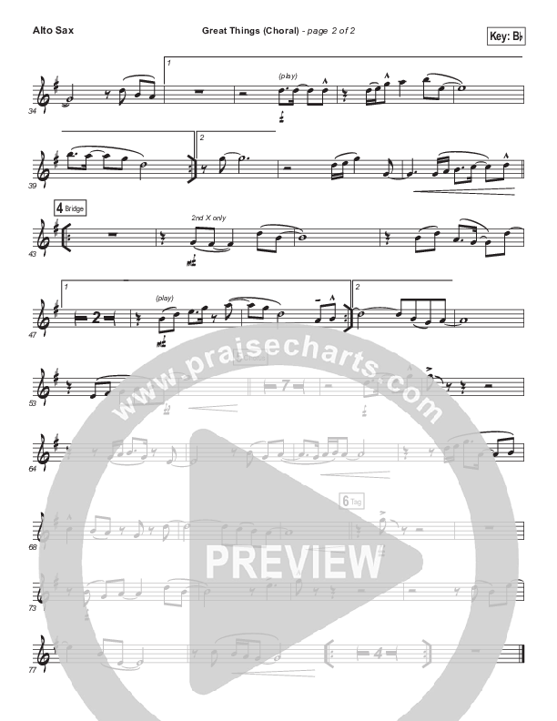 Great Things (Choral Anthem SATB) Alto Sax (Phil Wickham / Arr. Luke Gambill)