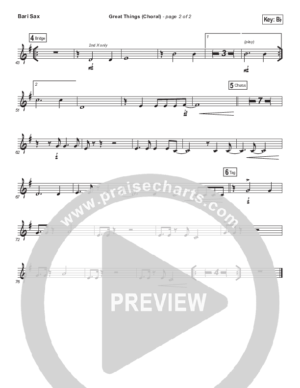 Great Things (Choral Anthem SATB) Bari Sax (Phil Wickham / Arr. Luke Gambill)