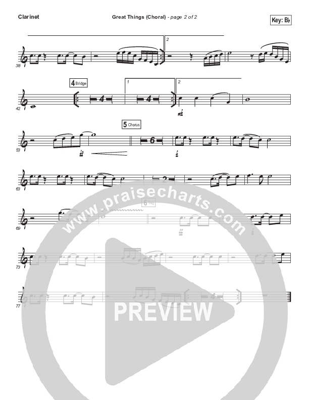 Great Things (Choral Anthem SATB) Clarinet (Phil Wickham / Arr. Luke Gambill)