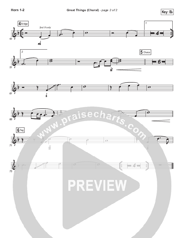 Great Things (Choral Anthem SATB) French Horn 1/2 (Phil Wickham / Arr. Luke Gambill)