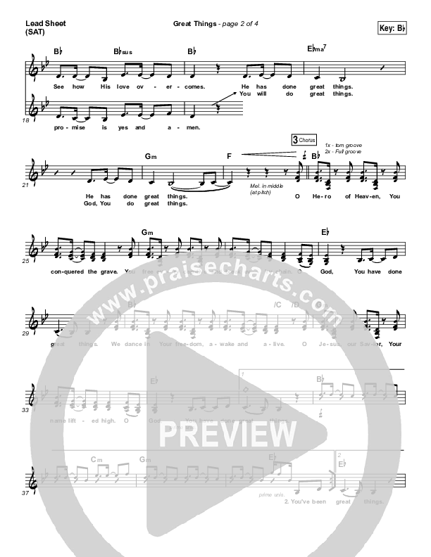 Great Things (Choral Anthem SATB) Lead Sheet (SAT) (Phil Wickham / Arr. Luke Gambill)