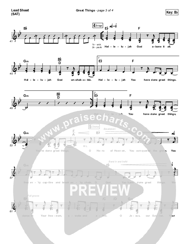 Great Things (Choral Anthem SATB) Lead Sheet (SAT) (Phil Wickham / Arr. Luke Gambill)