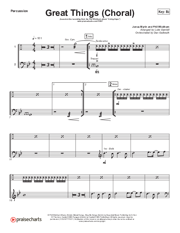 Great Things (Choral Anthem SATB) Percussion (Phil Wickham / Arr. Luke Gambill)