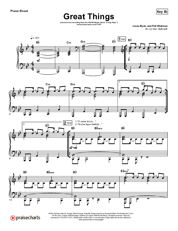 Great Things (Choral Anthem SATB) Piano Sheet (Phil Wickham / Arr. Luke Gambill)
