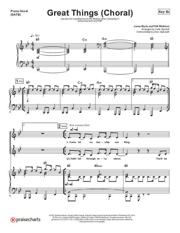 Great Things (Choral Anthem SATB) Piano/Vocal Pack (Phil Wickham / Arr. Luke Gambill)