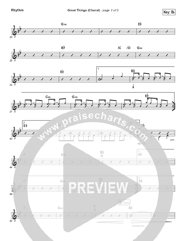 Great Things (Choral Anthem SATB) Rhythm Chart (Phil Wickham / Arr. Luke Gambill)