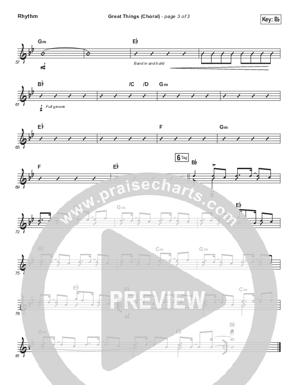 Great Things (Choral Anthem SATB) Rhythm Chart (Phil Wickham / Arr. Luke Gambill)