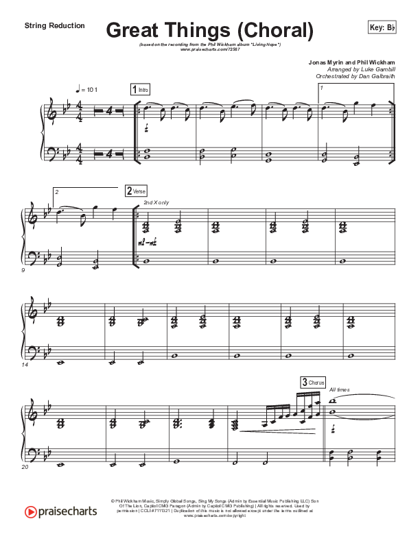 Great Things (Choral Anthem SATB) String Pack (Phil Wickham / Arr. Luke Gambill)