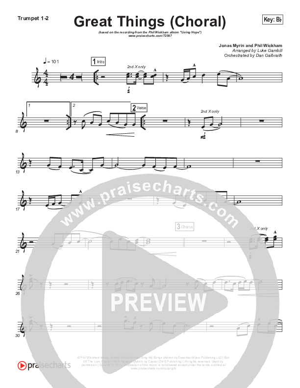 Great Things (Choral Anthem SATB) Brass Pack (Phil Wickham / Arr. Luke Gambill)