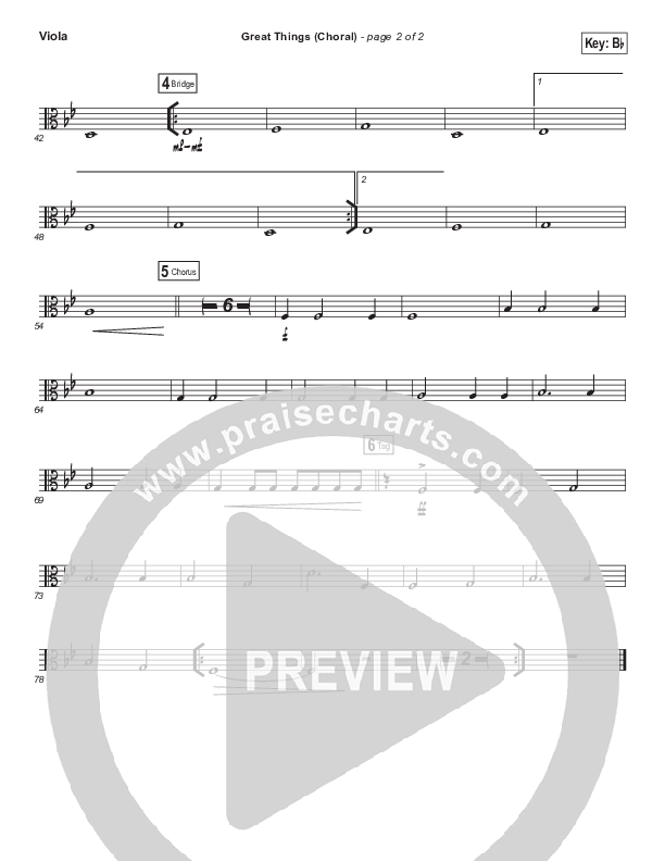Great Things (Choral Anthem SATB) Viola (Phil Wickham / Arr. Luke Gambill)