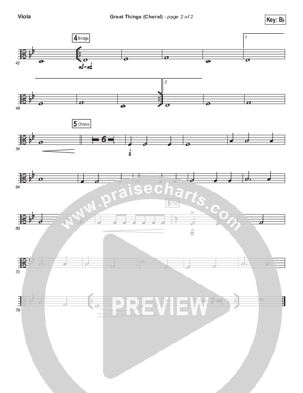 Great Things (Choral Anthem SATB) Viola (Phil Wickham / Arr. Luke Gambill)