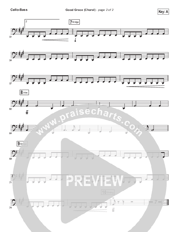 Good Grace (Choral Anthem SATB) Cello/Bass (Hillsong UNITED / Joel Houston / Arr. Luke Gambill)