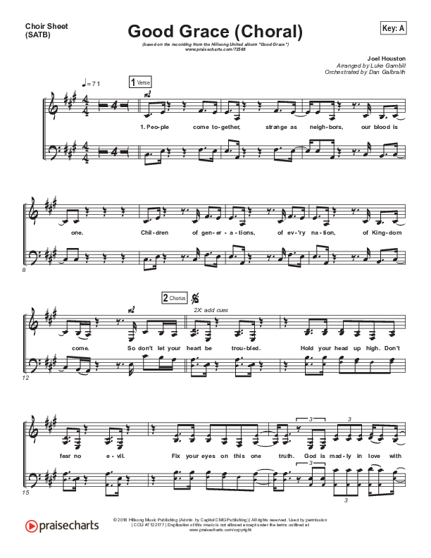 Good Grace (Choral Anthem SATB) Choir Vocals (SATB) (Hillsong UNITED / Joel Houston / Arr. Luke Gambill)
