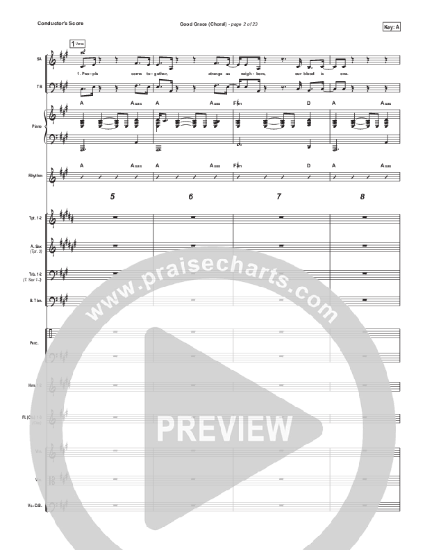 Good Grace (Choral Anthem SATB) Conductor's Score (Hillsong UNITED / Joel Houston / Arr. Luke Gambill)