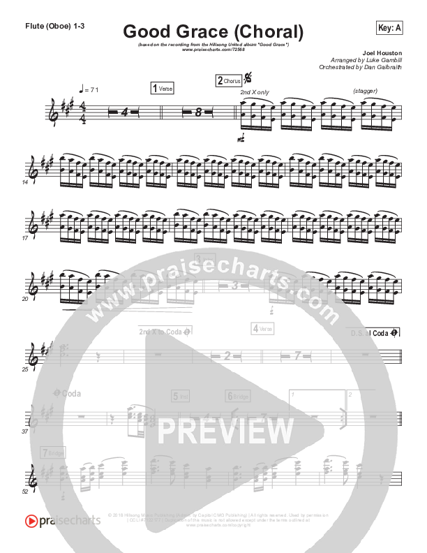 Good Grace (Choral Anthem SATB) Flute/Oboe 1/2/3 (Hillsong UNITED / Joel Houston / Arr. Luke Gambill)