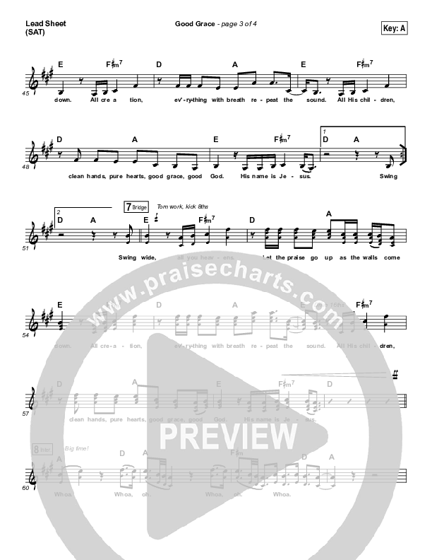 Good Grace (Choral Anthem SATB) Lead Sheet (SAT) (Hillsong UNITED / Joel Houston / Arr. Luke Gambill)