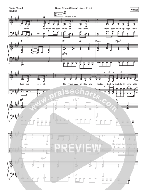 Good Grace (Choral Anthem SATB) Piano/Vocal (SATB) (Hillsong UNITED / Joel Houston / Arr. Luke Gambill)