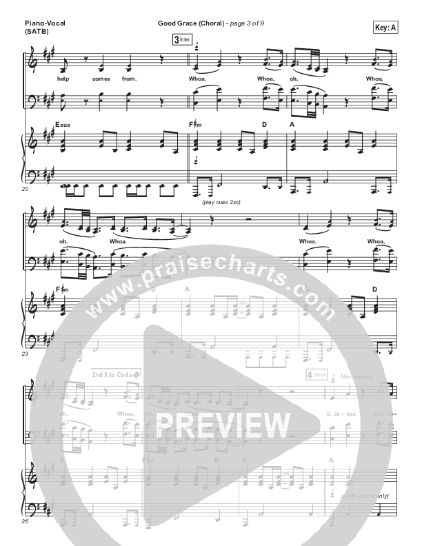Good Grace (Choral Anthem SATB) Piano/Vocal (SATB) (Hillsong UNITED / Joel Houston / Arr. Luke Gambill)